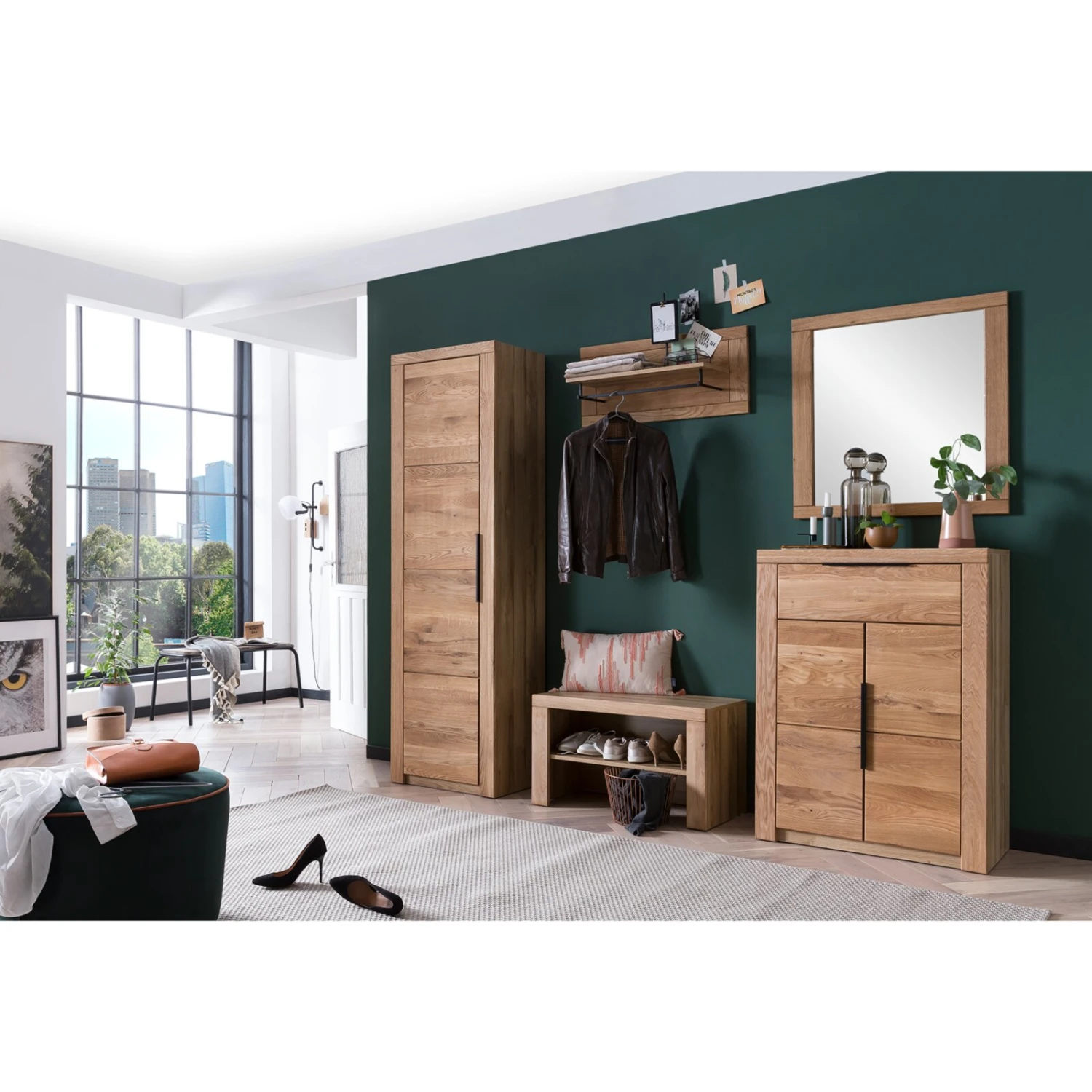 Garderobenschrank - Eiche - teilmassiv - 60 cm – Bild 5