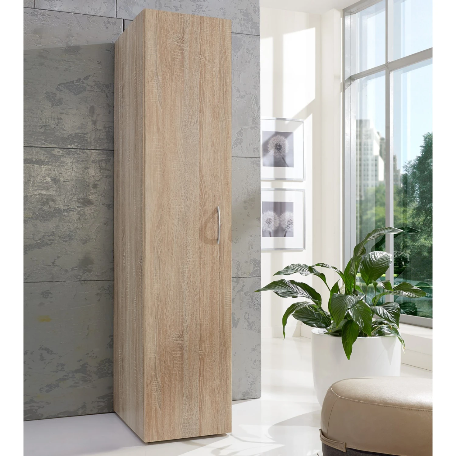 Drehtürenschrank - Eiche sägerau - 45x185x54 cm – Bild 2