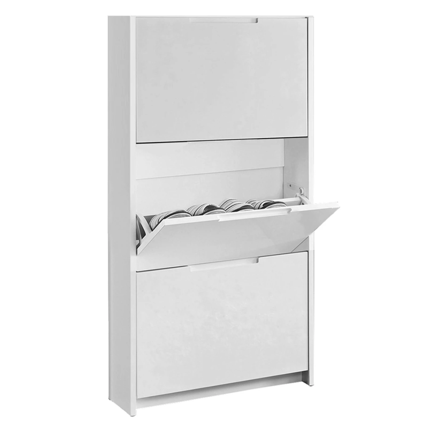Schuhkipper - weiß Hochglanz - 3 Klappen – Bild 2