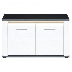 Luca Bessoni Garderobenbank ALASSIO - weiß Hochglanz - Matera dunkel - 85 cm