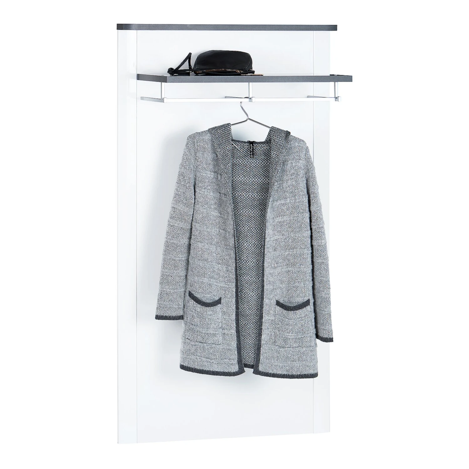 Luca Bessoni Garderobenpaneel ALASSIO - weiß Hochglanz - Matera dunkel - 85 cm