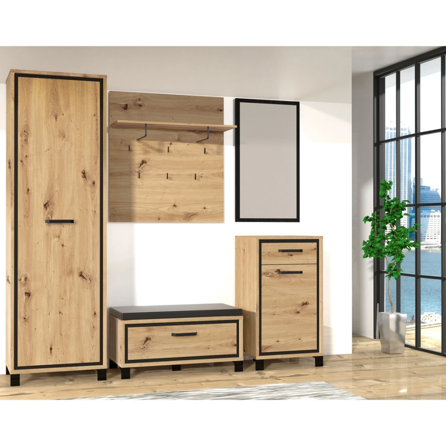 Kleiderpaneel - Artisan Eiche - 90 cm – Bild 2