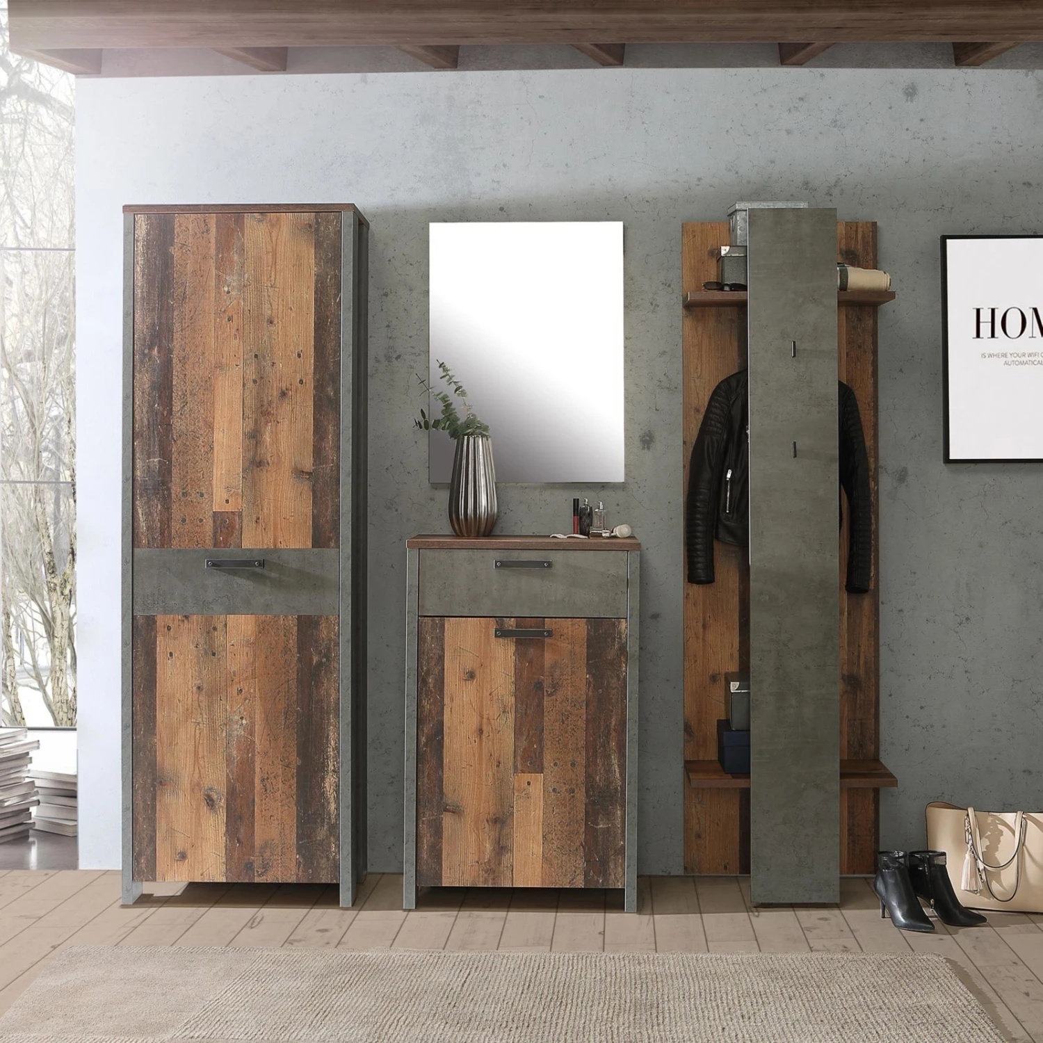 Garderobenschrank - Old Wood Vintage - Betonoptik – Bild 2