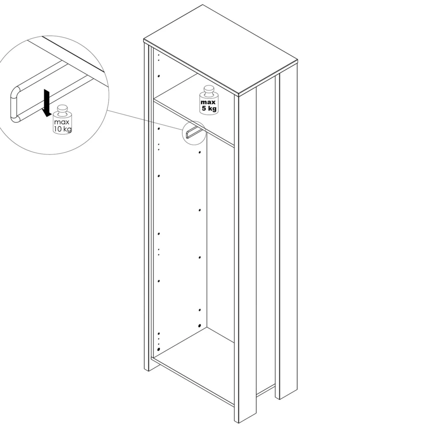 Garderobenschrank - Old Wood Vintage - Betonoptik – Bild 3