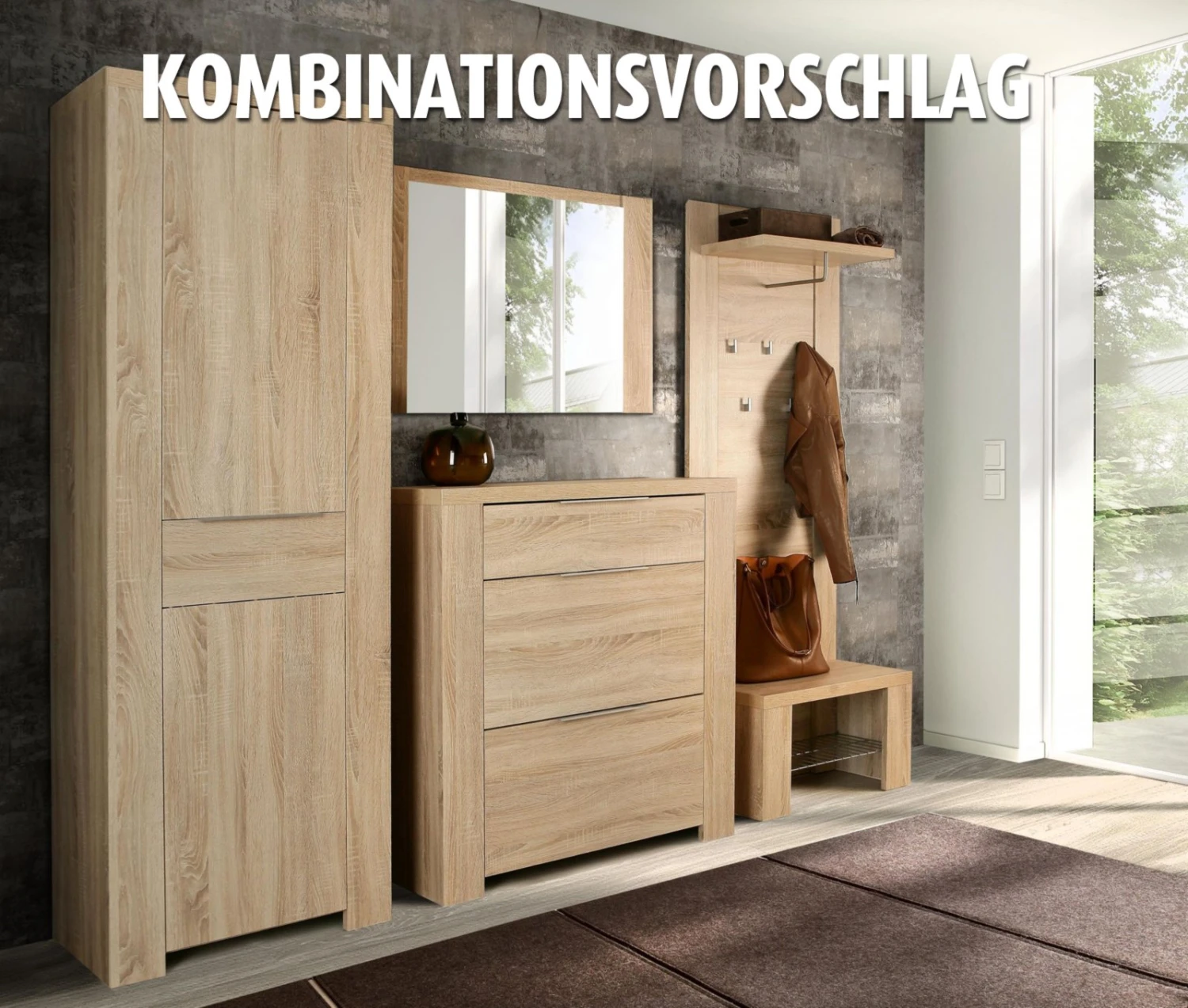 Garderobenschrank - Sonoma Eiche - 70 cm breit – Bild 2