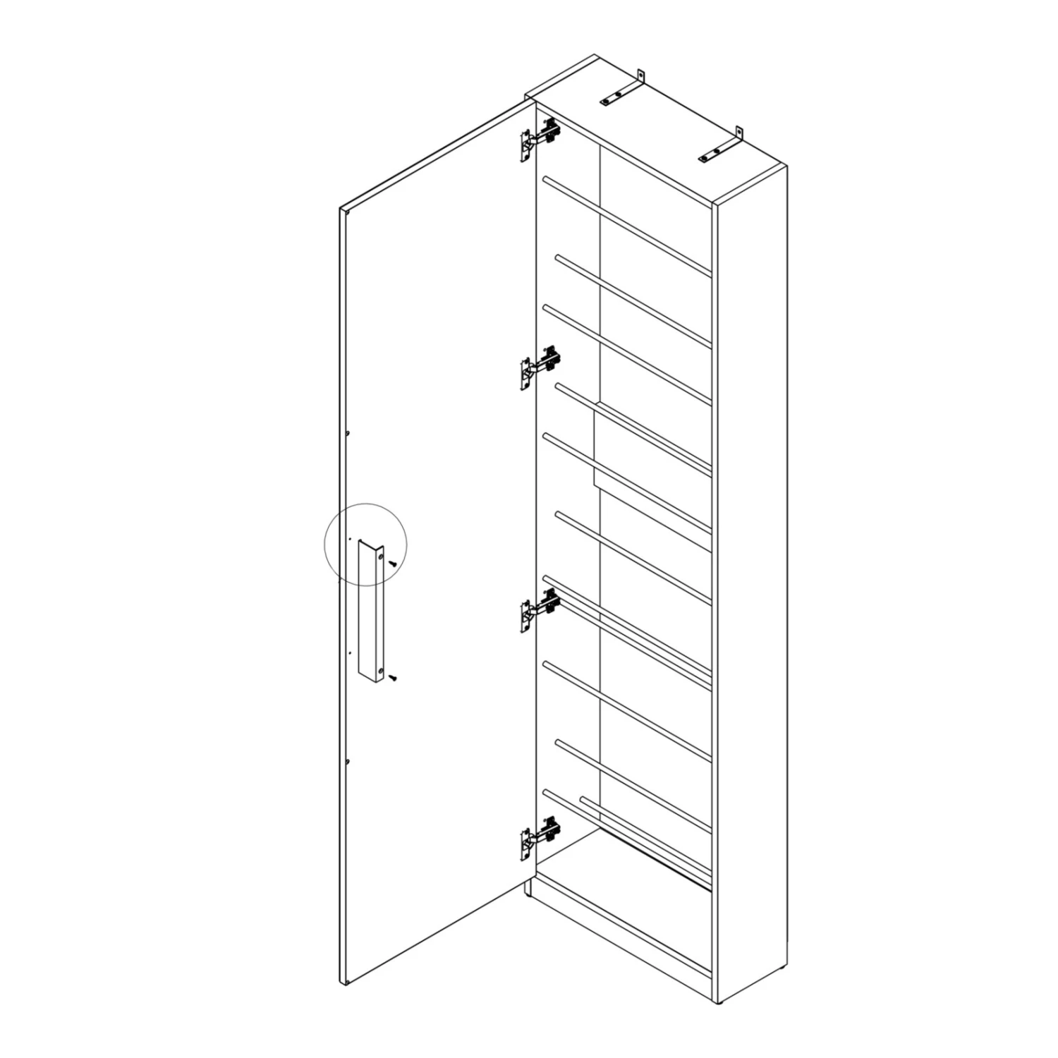 Schuhschrank - weiß - mit Spiegeltür - 50 cm breit – Bild 2