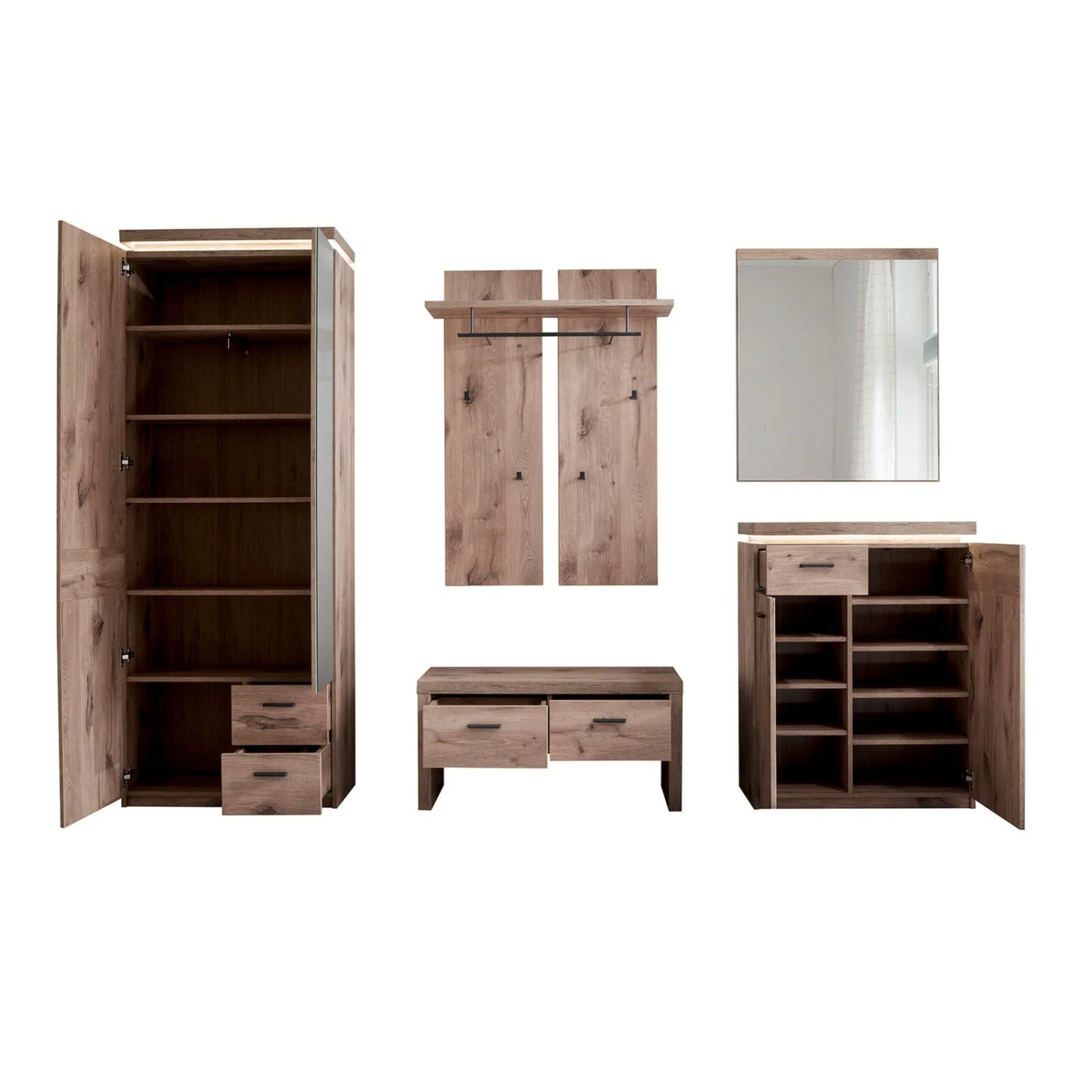 Garderobenschrank - Viking Oak - LED-Beleuchtung - 198 cm – Bild 8