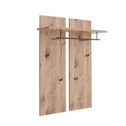 Garderobenpaneel - Viking Oak - mit Kleiderstange - 4 Haken