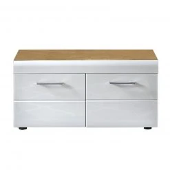 Garderobenbank LIRO - weiß Hochglanz - Artisan Eiche