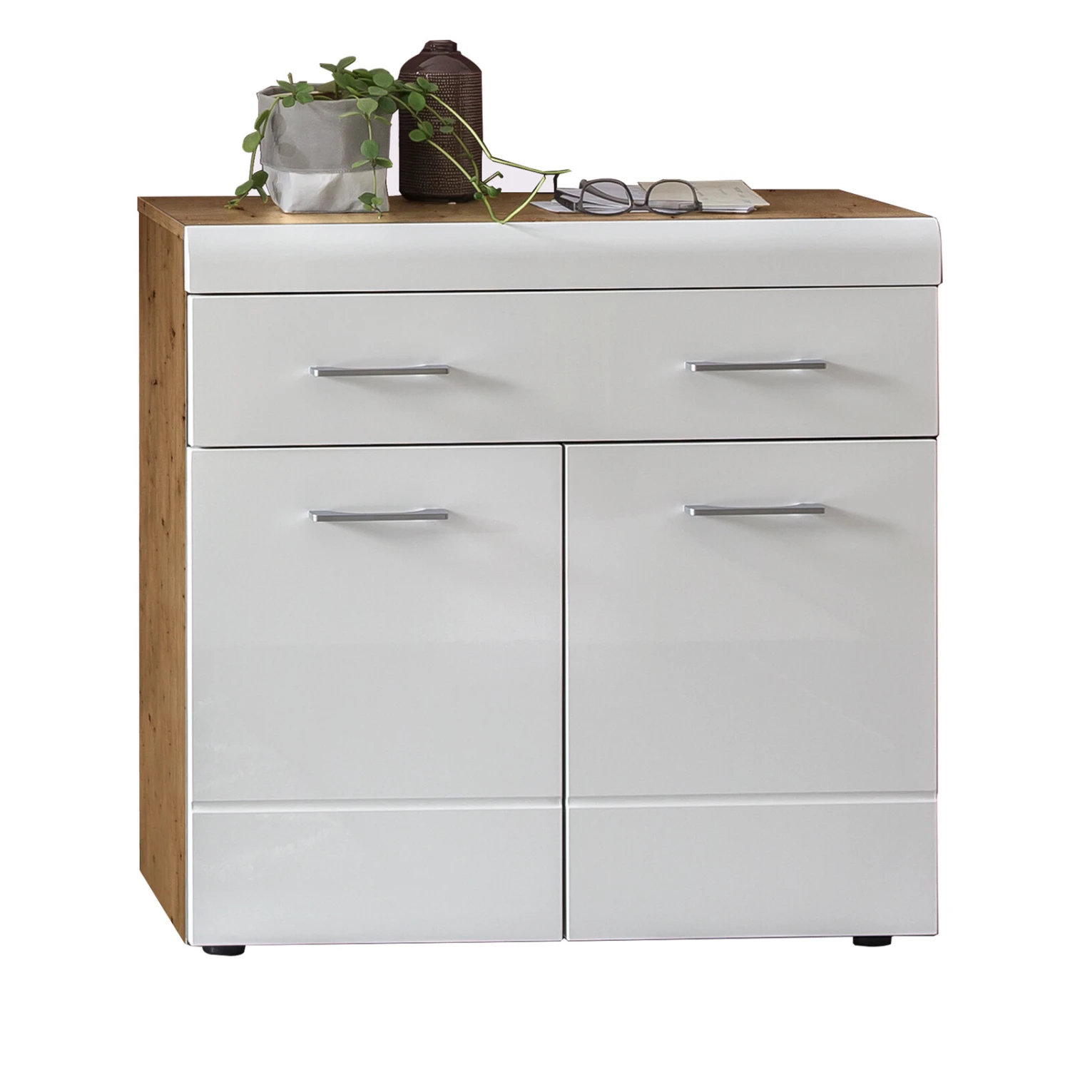 Garderobenkommode LIRO - weiß Hochglanz - Artisan Eiche – Bild 2