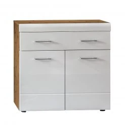 Garderobenkommode LIRO - weiß Hochglanz - Artisan Eiche