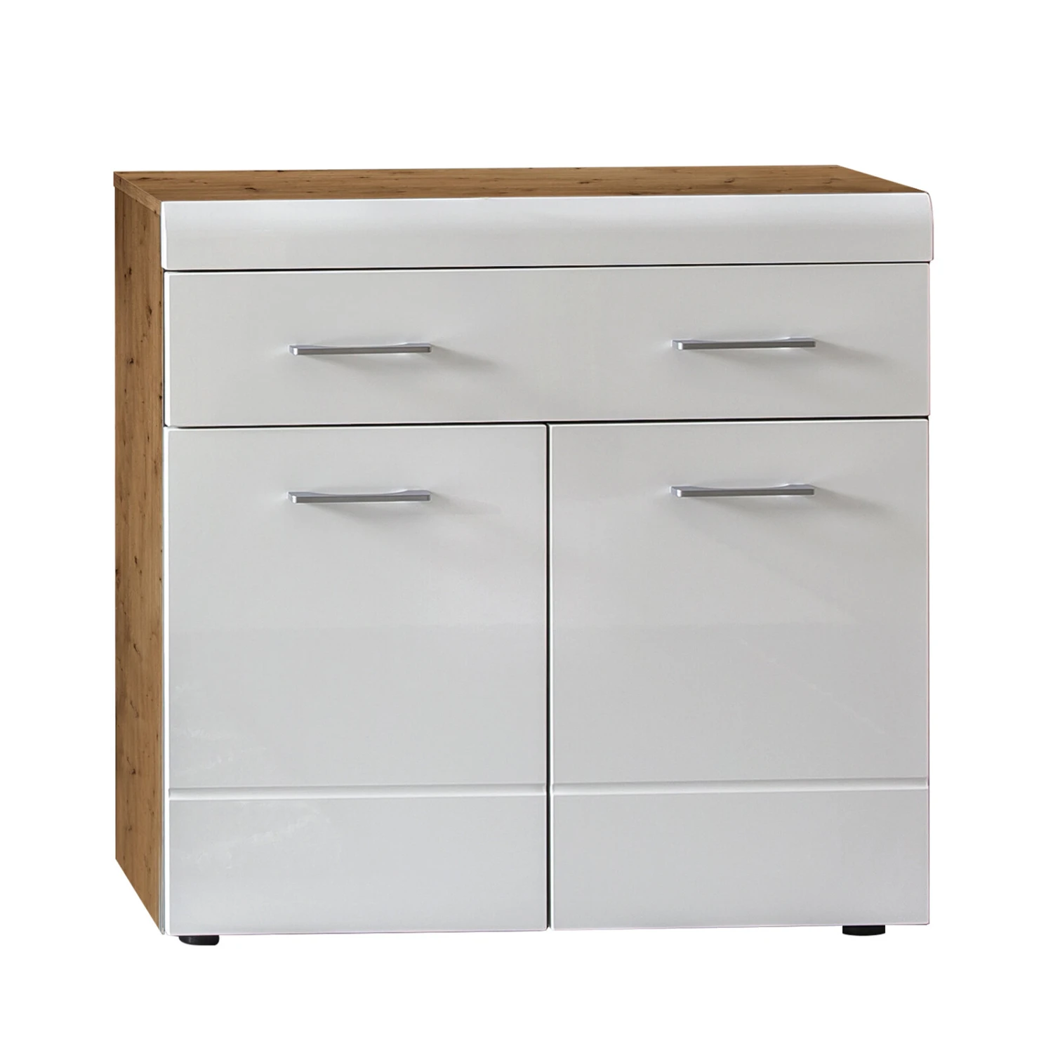 Garderobenkommode LIRO - weiß Hochglanz - Artisan Eiche