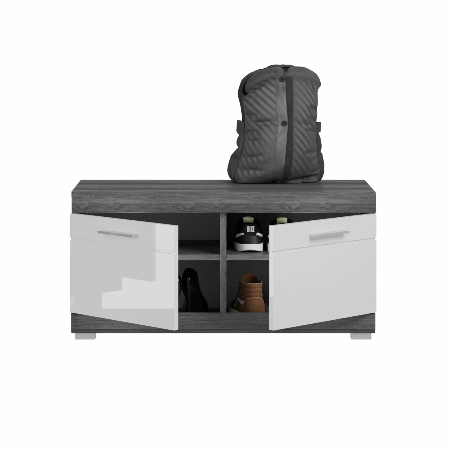 Garderobenbank SCOUT - Rauchsilber - weiß Hochglanz - 90 cm – Bild 2