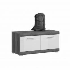 Garderobenbank SCOUT - Rauchsilber - weiß Hochglanz - 90 cm