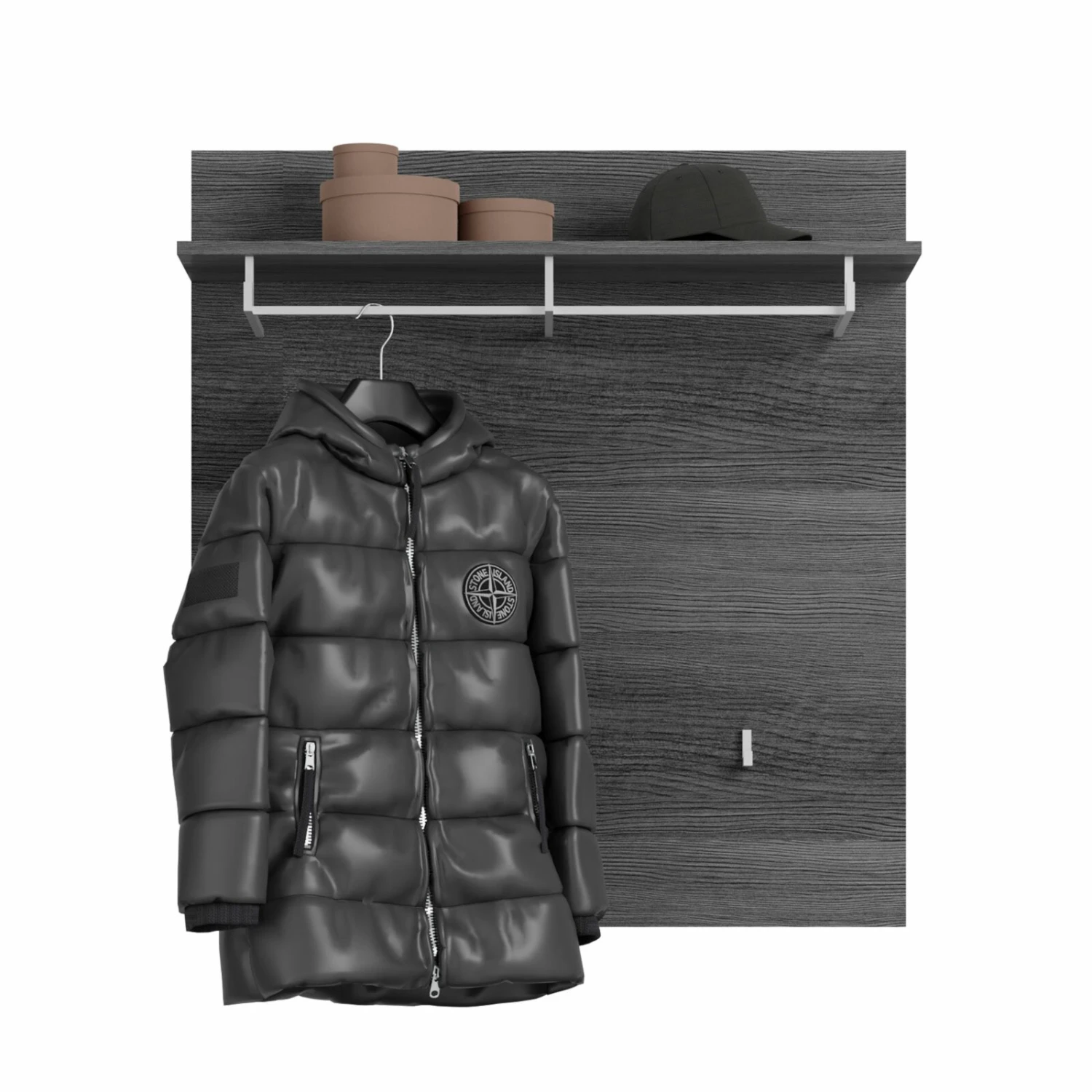 Garderobenpaneel SCOUT - Rauchsilber - mit Ablage – Bild 2