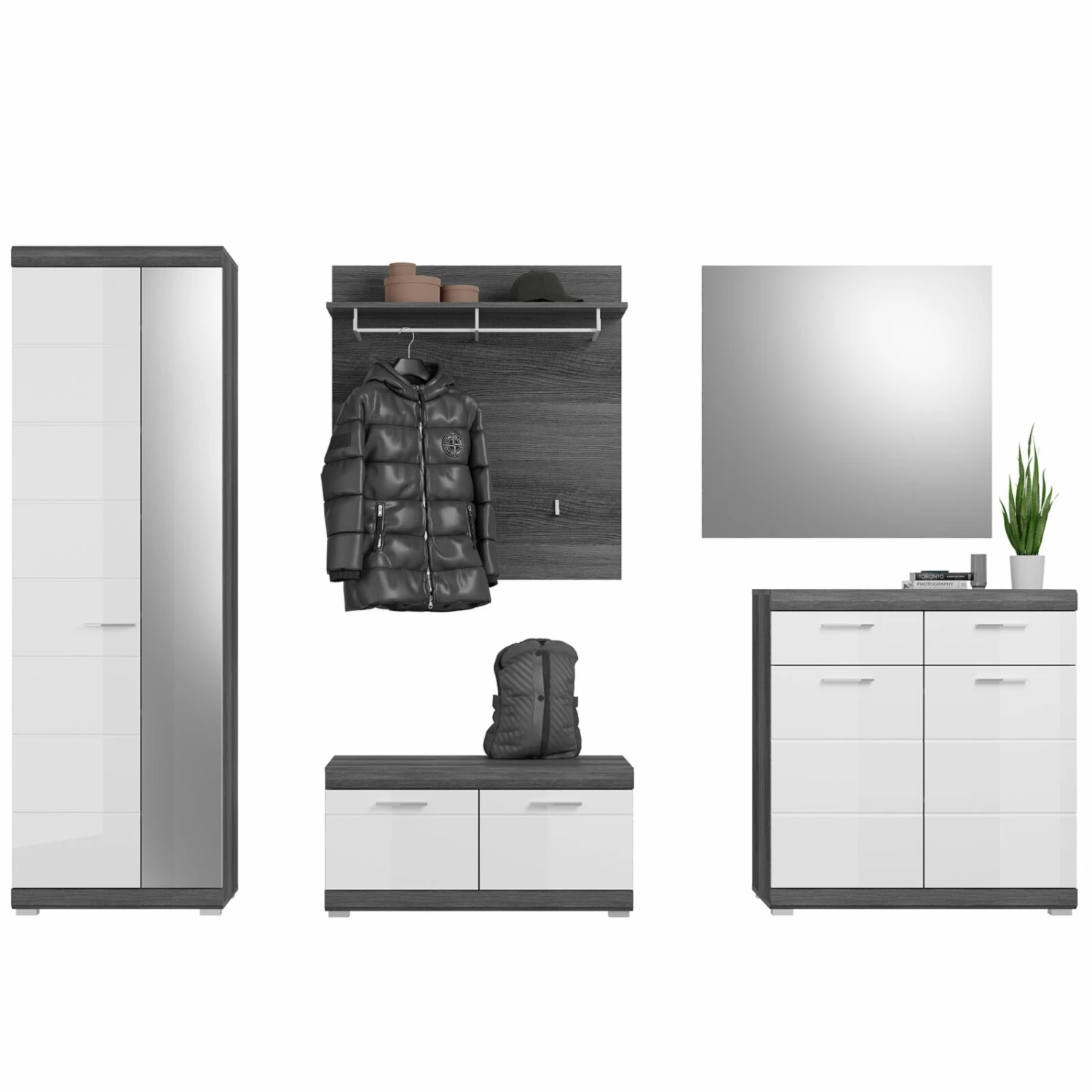 Garderobenpaneel SCOUT - Rauchsilber - mit Ablage – Bild 4