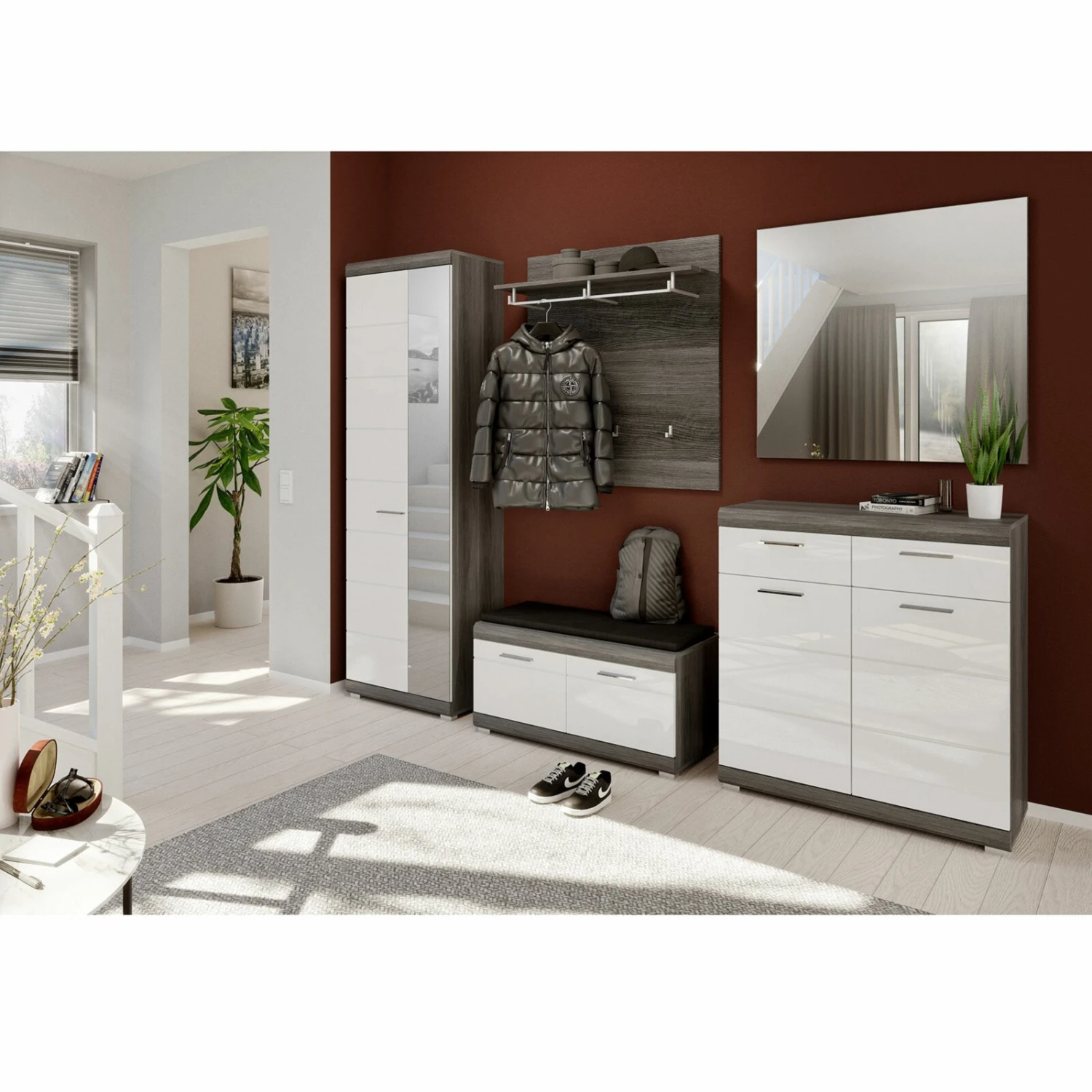 Garderobenpaneel SCOUT - Rauchsilber - mit Ablage – Bild 5