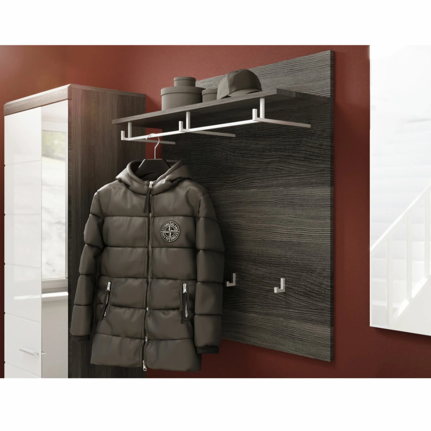 Garderobenpaneel SCOUT - Rauchsilber - mit Ablage – Bild 6