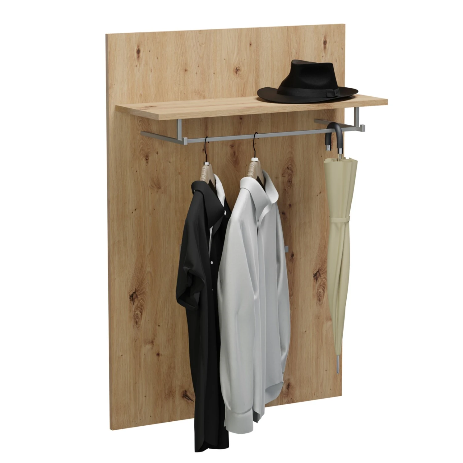 Garderobenpaneel TORINO - Eiche - mit Hutablage - 110 cm hoch