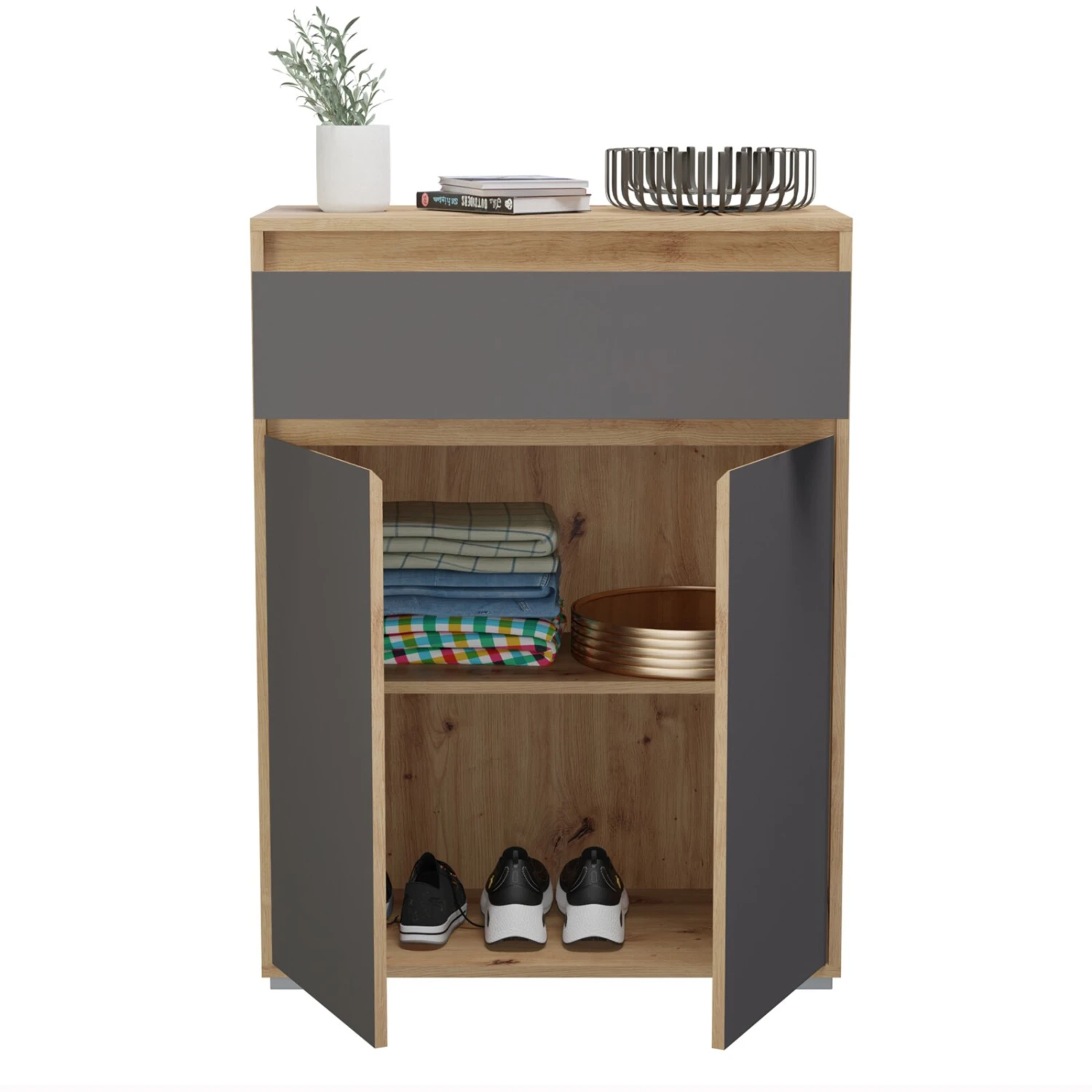 Garderobenkommode TORINO - Eiche-grau - Schubkasten - 76 cm – Bild 5