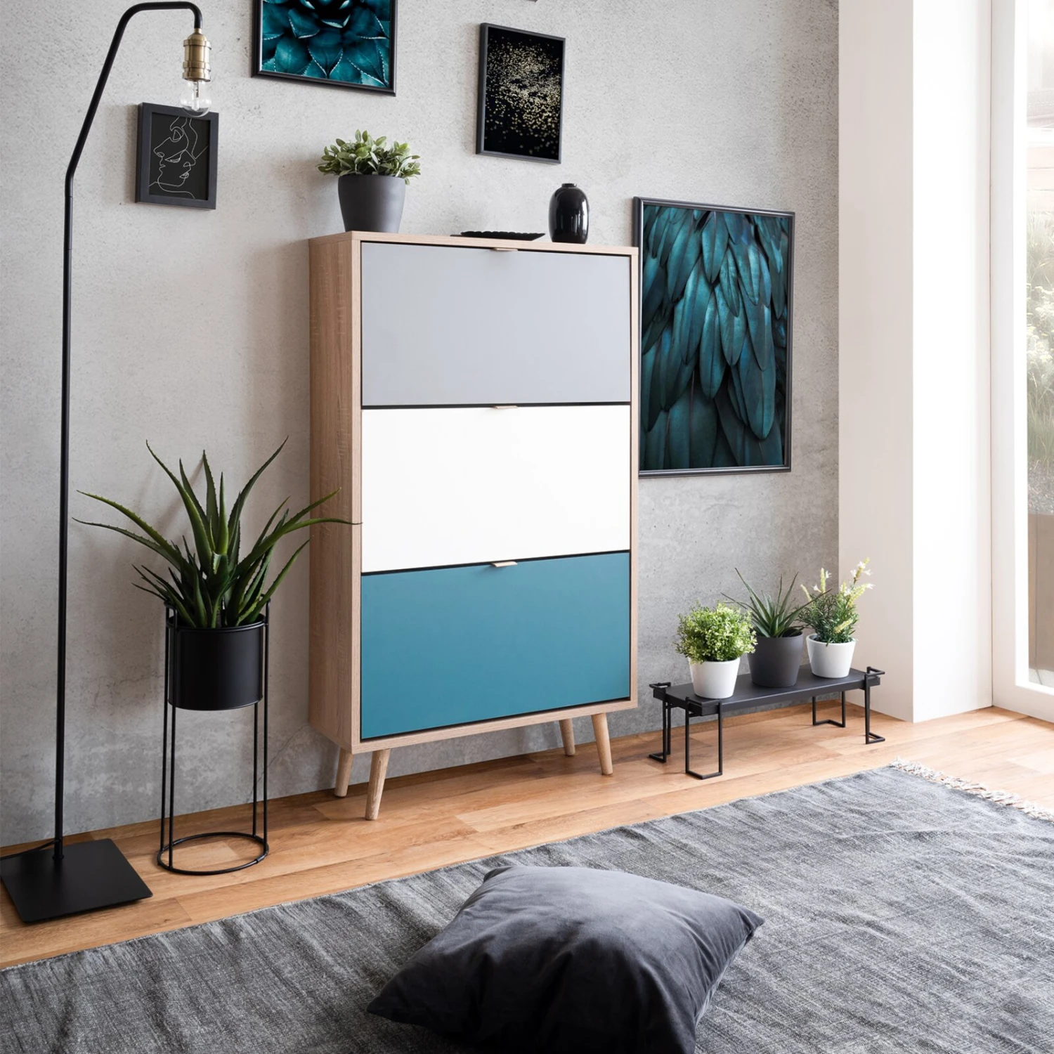 Schuhkipper CUBA - Sonoma Eiche - tricolor- 70 cm breit – Bild 8