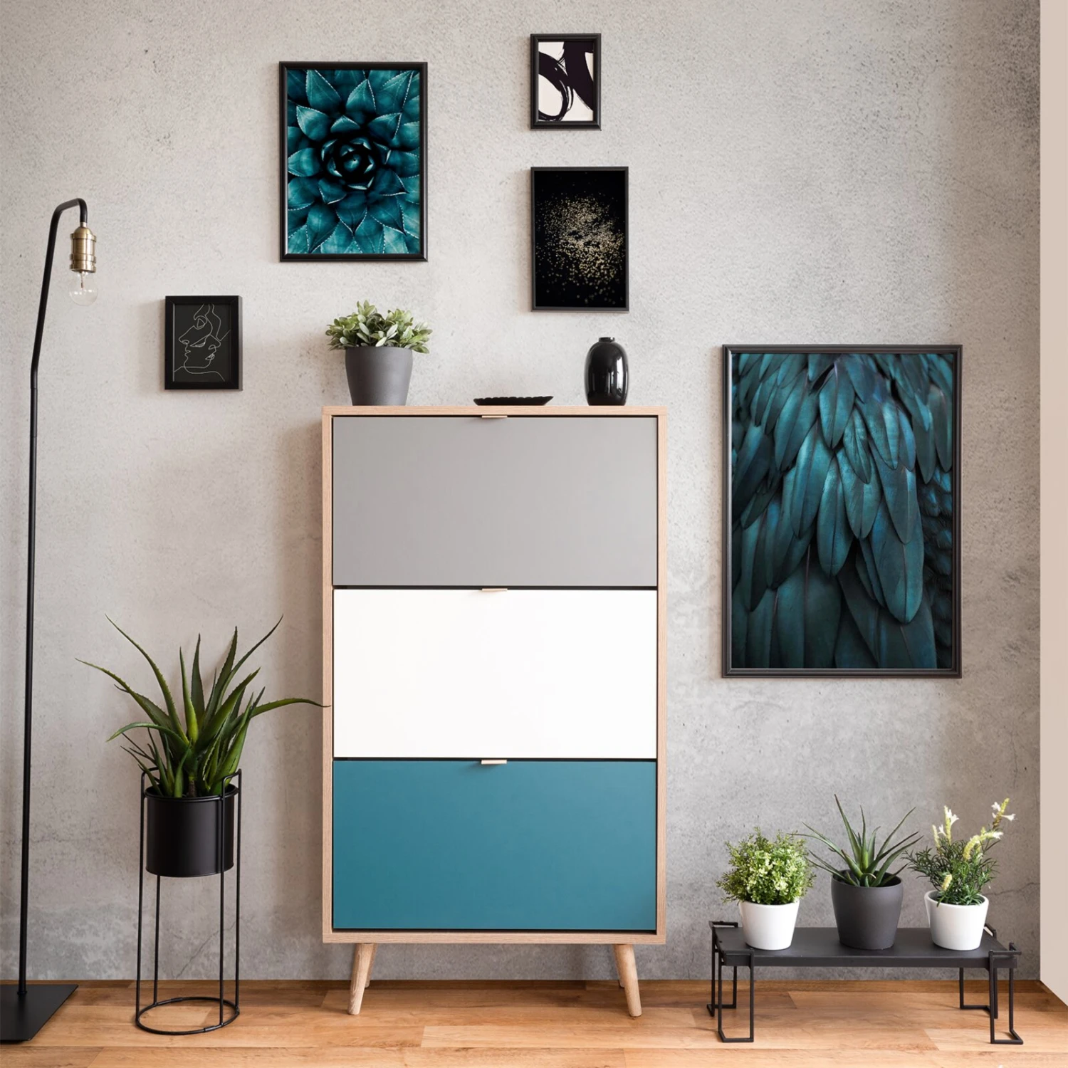 Schuhkipper CUBA - Sonoma Eiche - tricolor- 70 cm breit – Bild 9