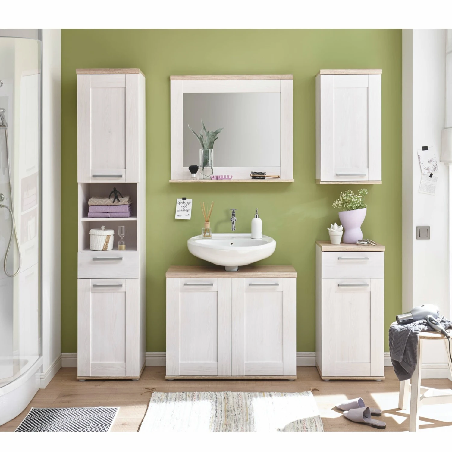 Spiegel - Sibiu Lärche - San Remo Eiche - 80x70 cm – Bild 3