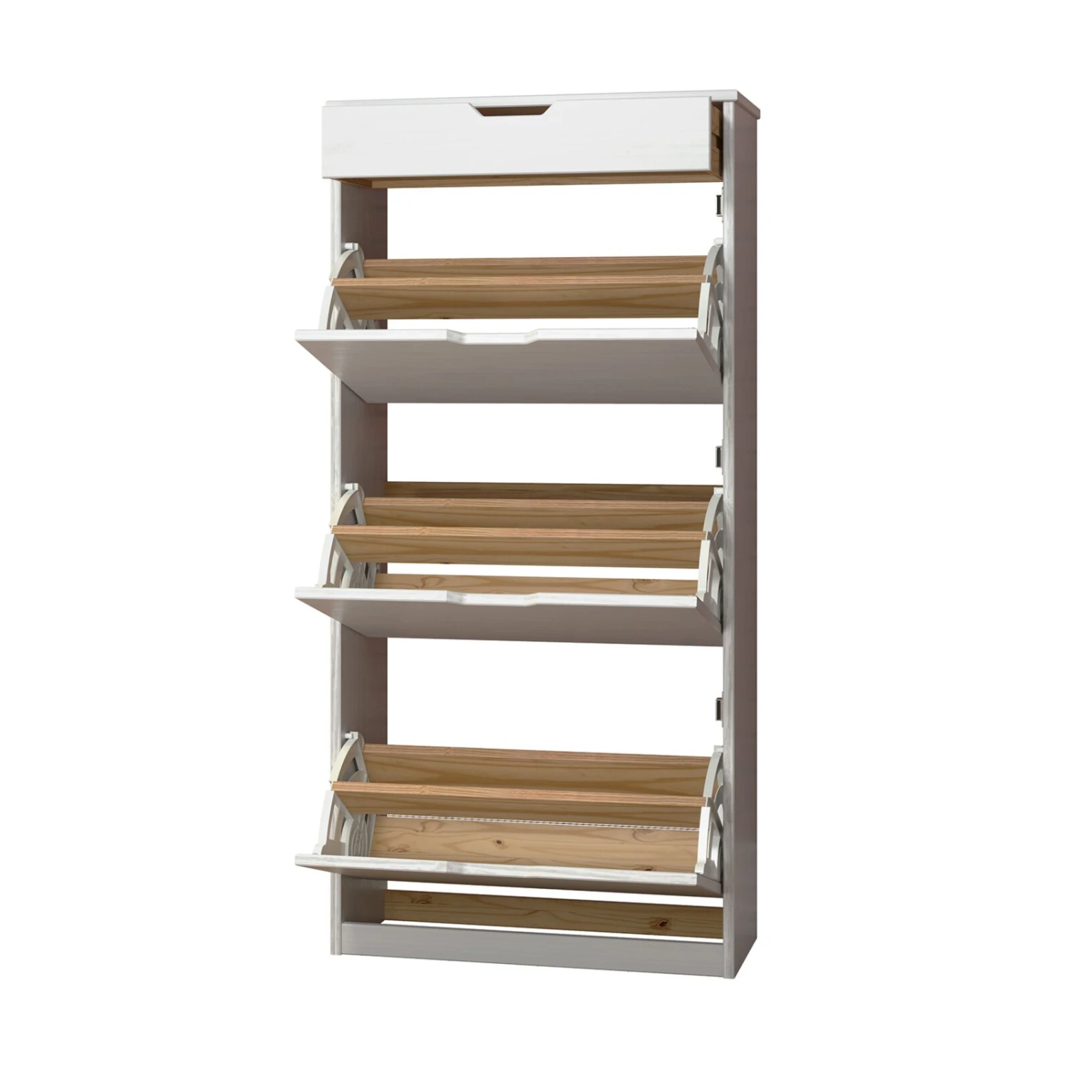 Schuhkipper - weiß - Kiefer massiv - 60 cm breit – Bild 3