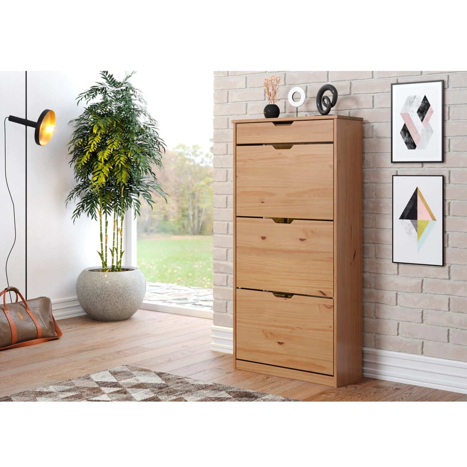 Schuhkipper - natur - Kiefer massiv - 60 cm breit – Bild 4