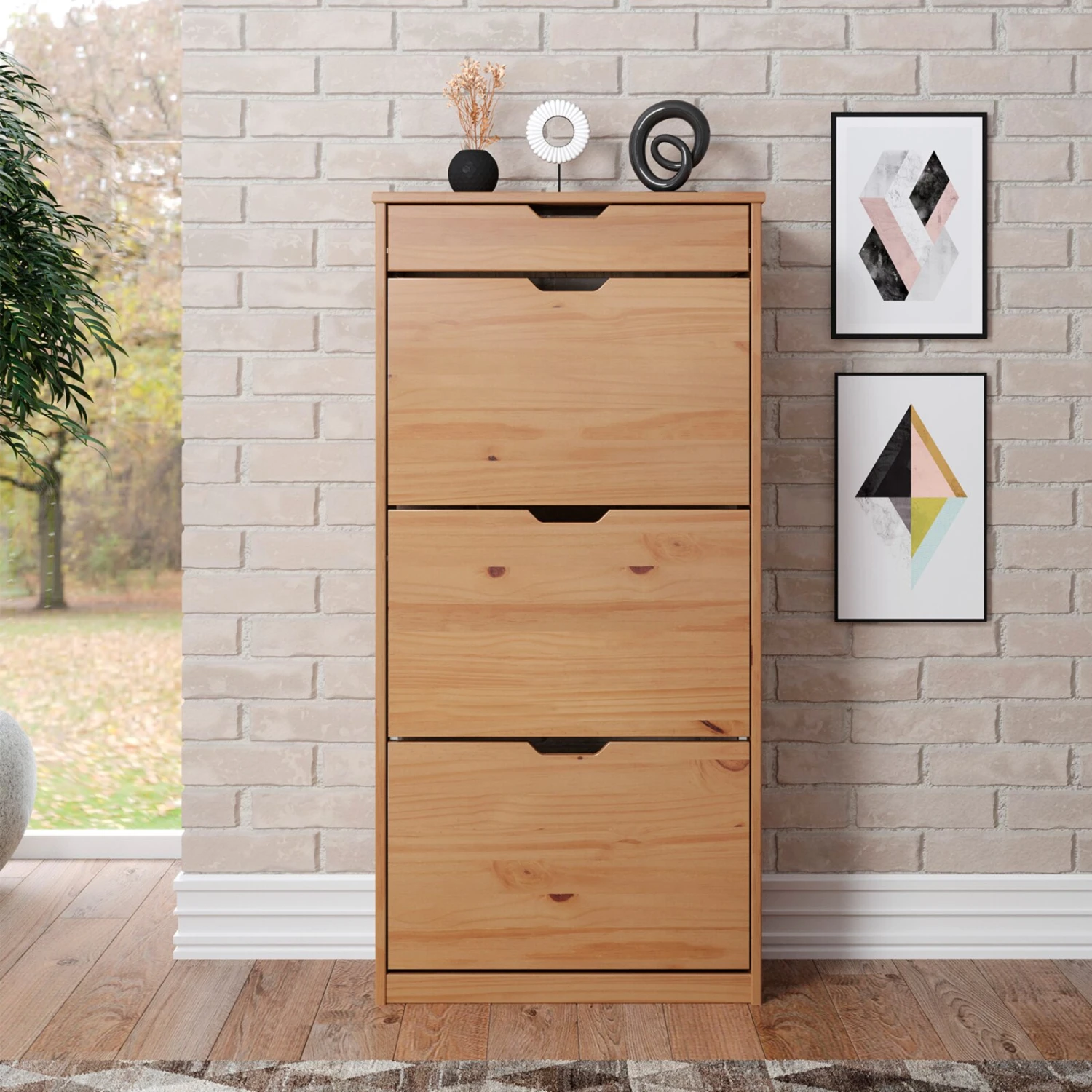 Schuhkipper - natur - Kiefer massiv - 60 cm breit – Bild 5