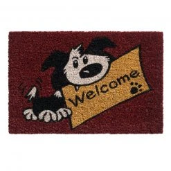 Kokos-Fußmatte Welcome - Hund - rot - 40x60 cm