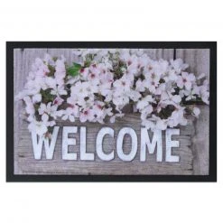 Fußmatte - weiß-lila - Blumen - 40x60 cm