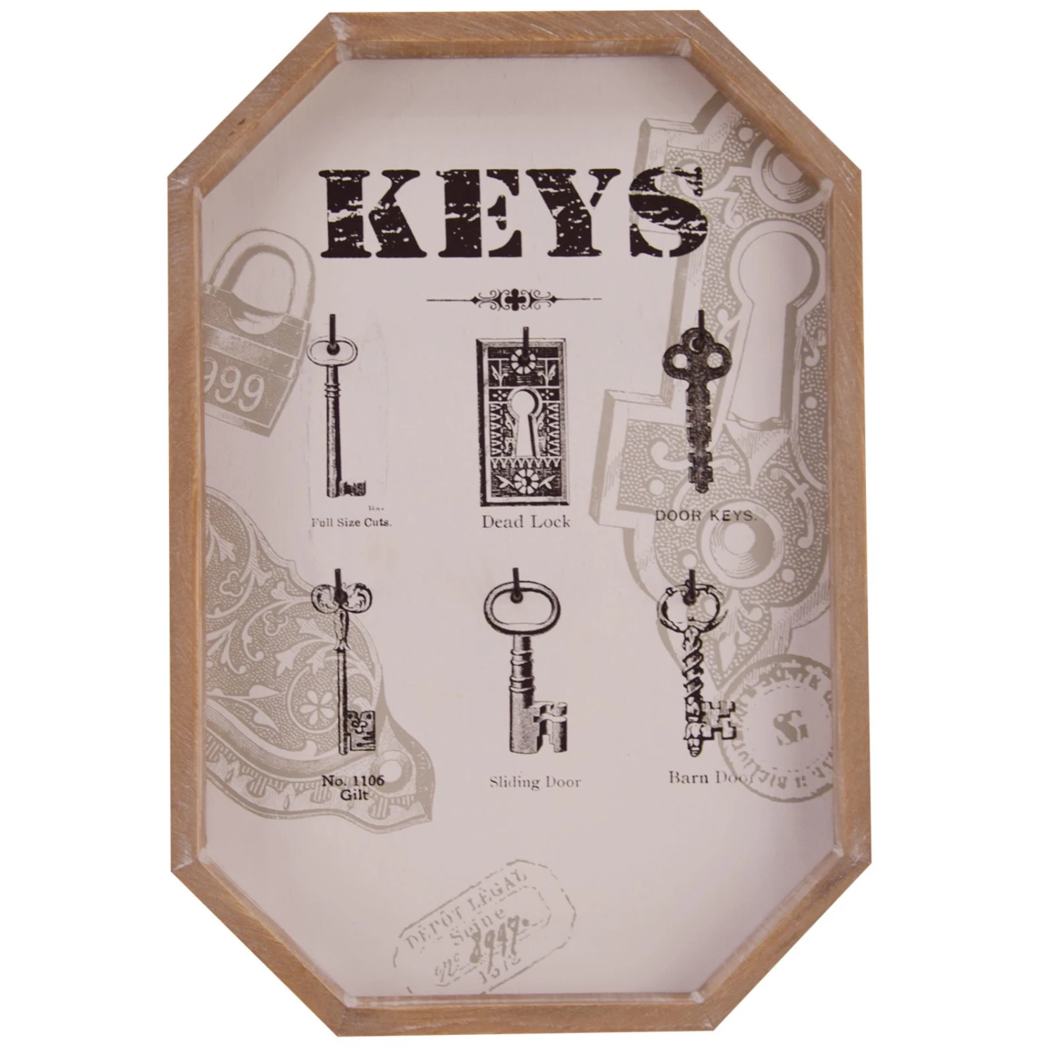 Schlüsselbrett - braun-weiß - 21x31 cm