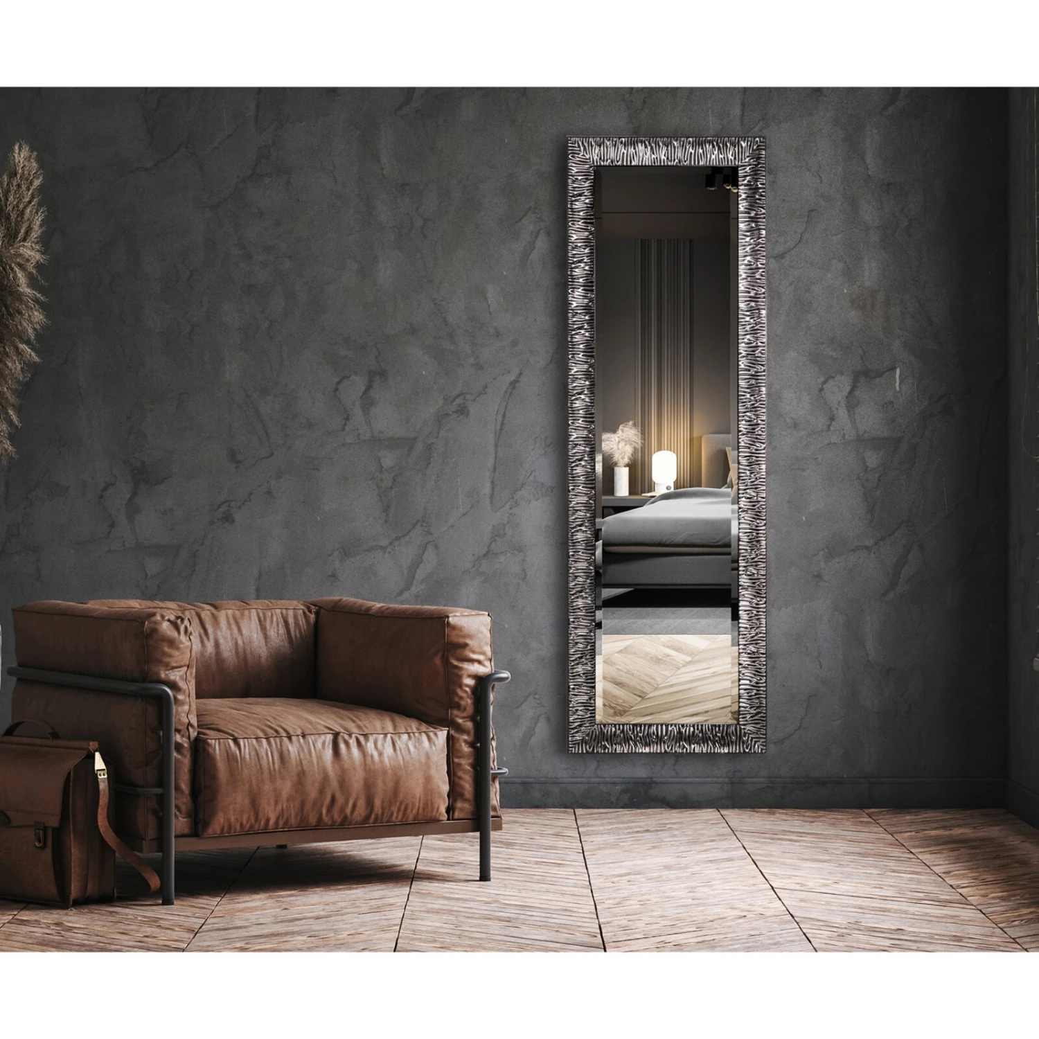 Rahmenspiegel - schwarz - 47x147 cm – Bild 4