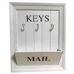Schlüsselbrett mit Briefhalter - weiß - 9 cm hoch