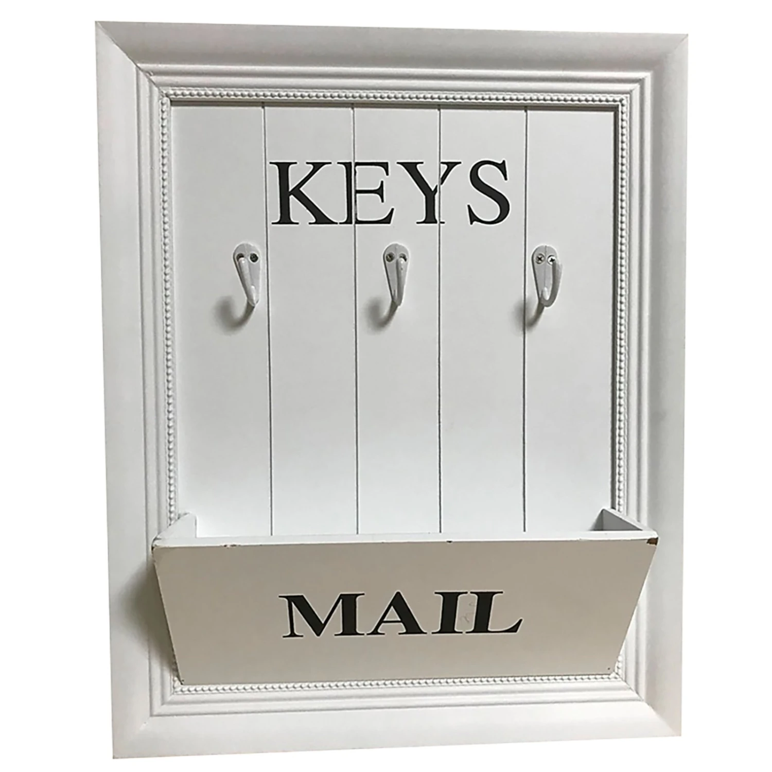 Schlüsselbrett mit Briefhalter - weiß - 9 cm hoch