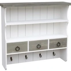 Wandgarderobe - weiß - mit 3 Schubladen