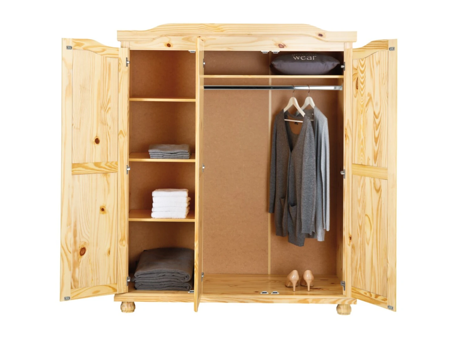 Kleiderschrank BERN - Kiefer Massivholz - 3-türig – Bild 3