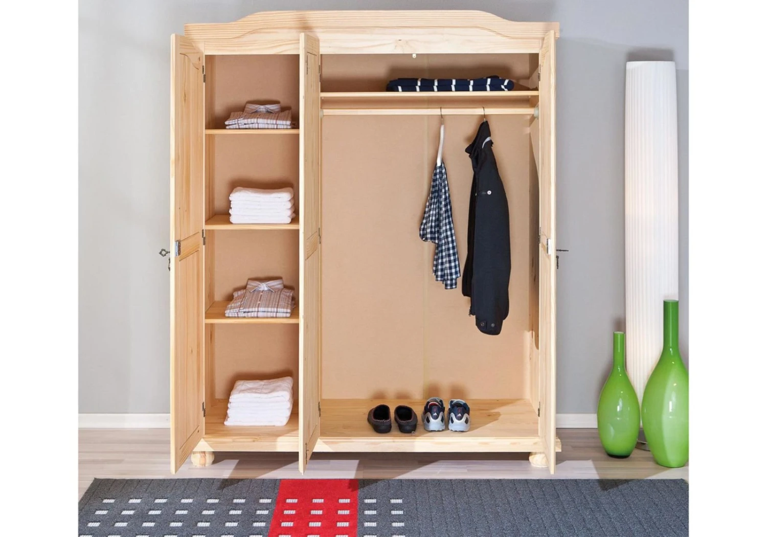 Kleiderschrank BERN - Kiefer Massivholz - 3-türig – Bild 5