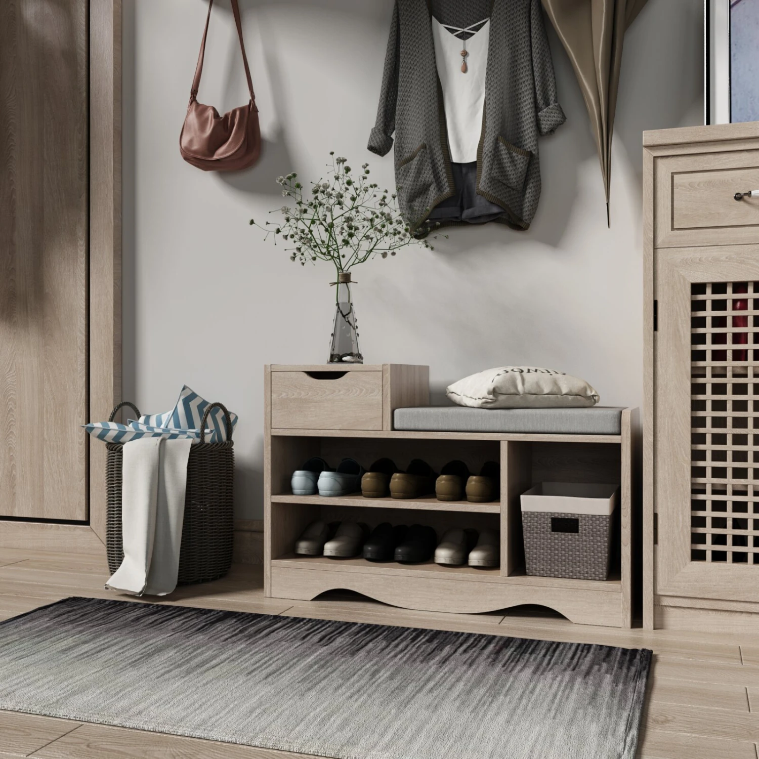 Schuhbank HAPPY HOME - holzfarben - 80 cm – Bild 2