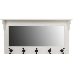 Garderobe ELLA - weiß - mit 5 haken und Spiegel