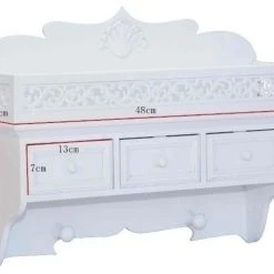 Wandablage LOUISE - weiß - mit Garderobenhaken