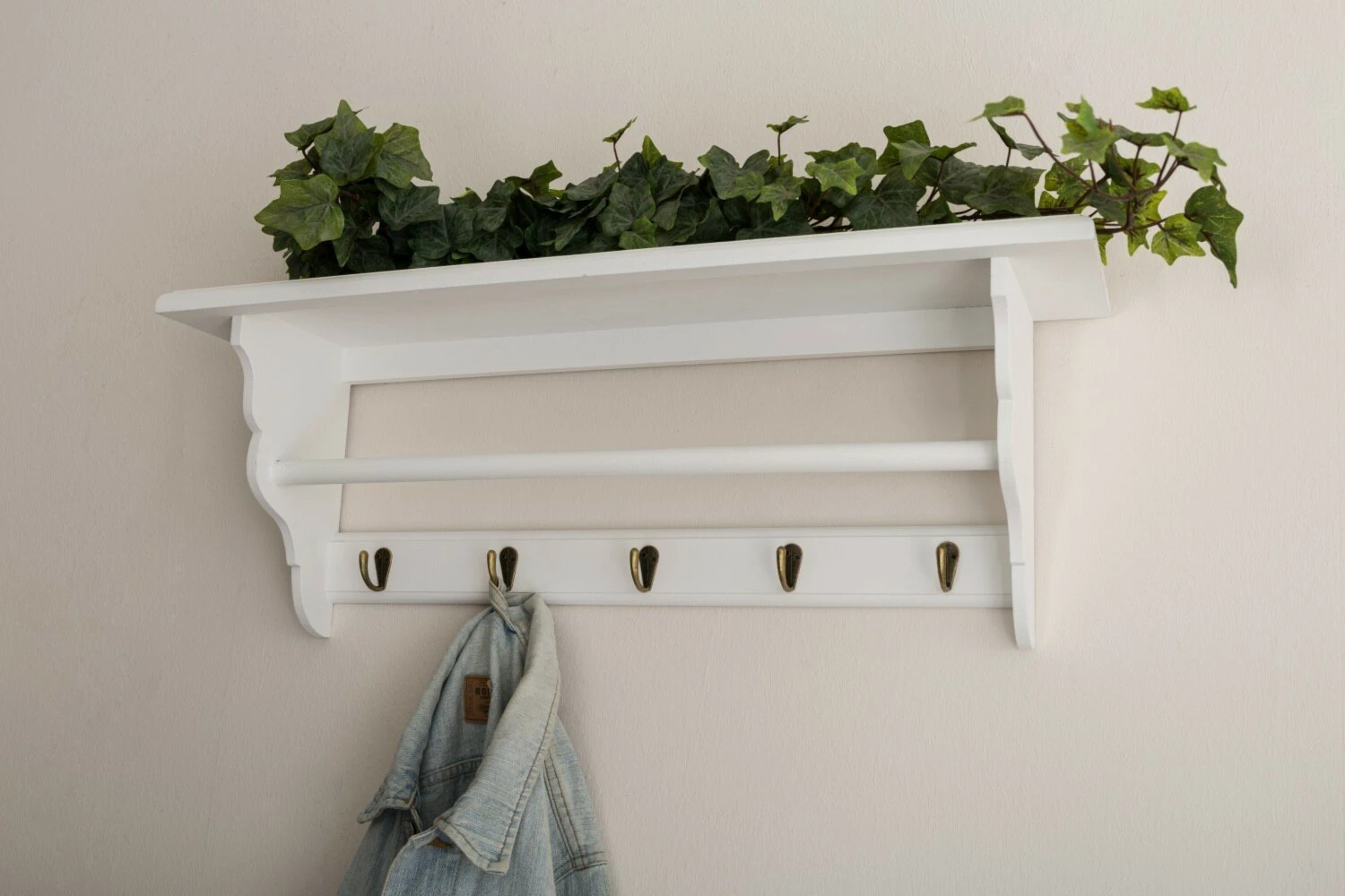 Garderobe SPECER - weiß - mit 5 Haken und Ablage – Bild 3