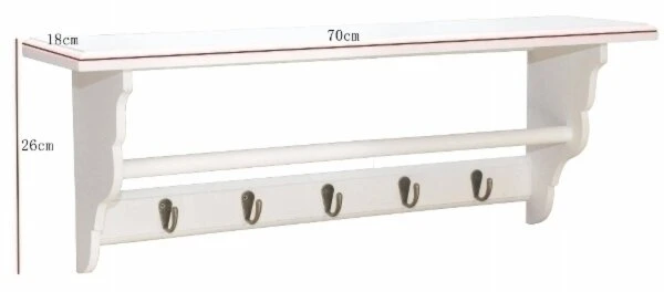 Garderobe SPECER - weiß - mit 5 Haken und Ablage – Bild 2