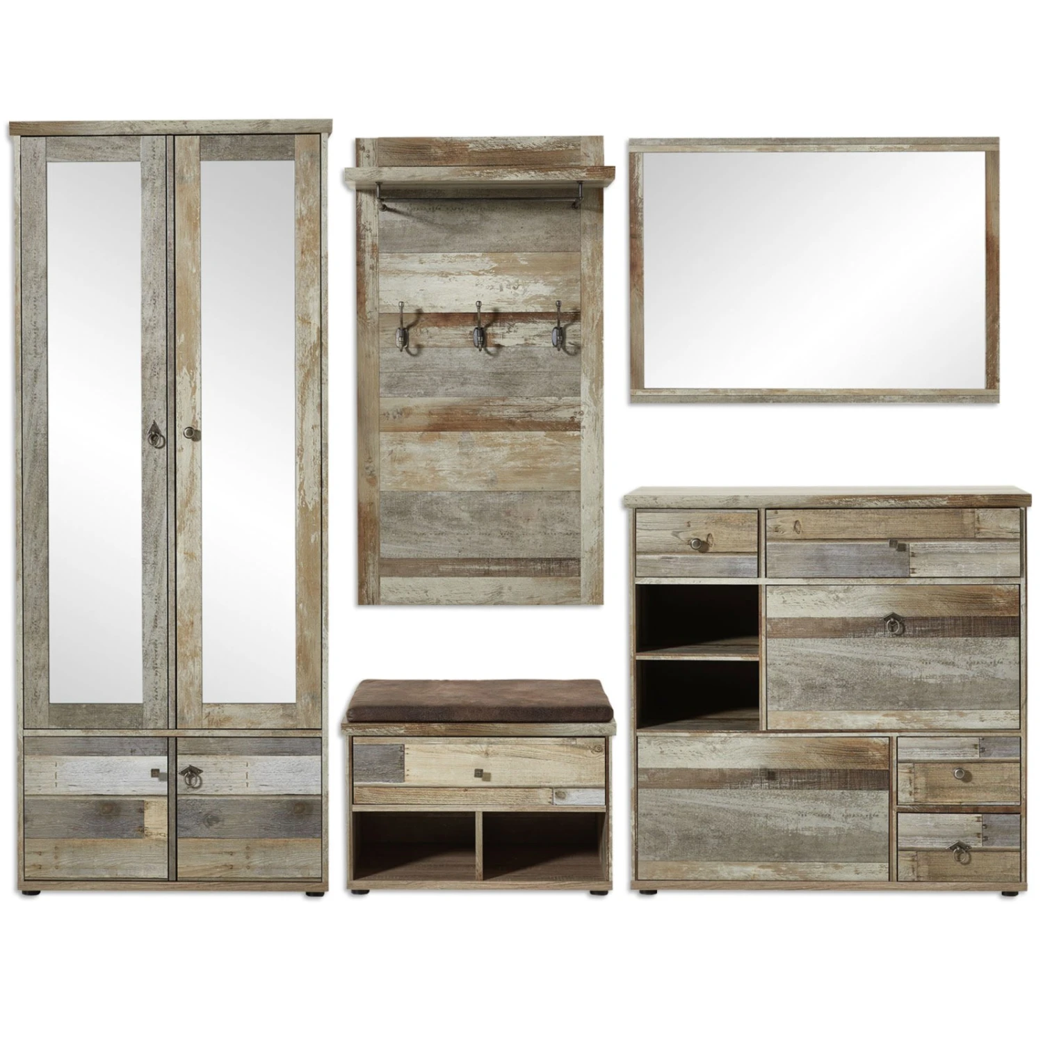 5-teiliges Garderoben-Set - Driftwood