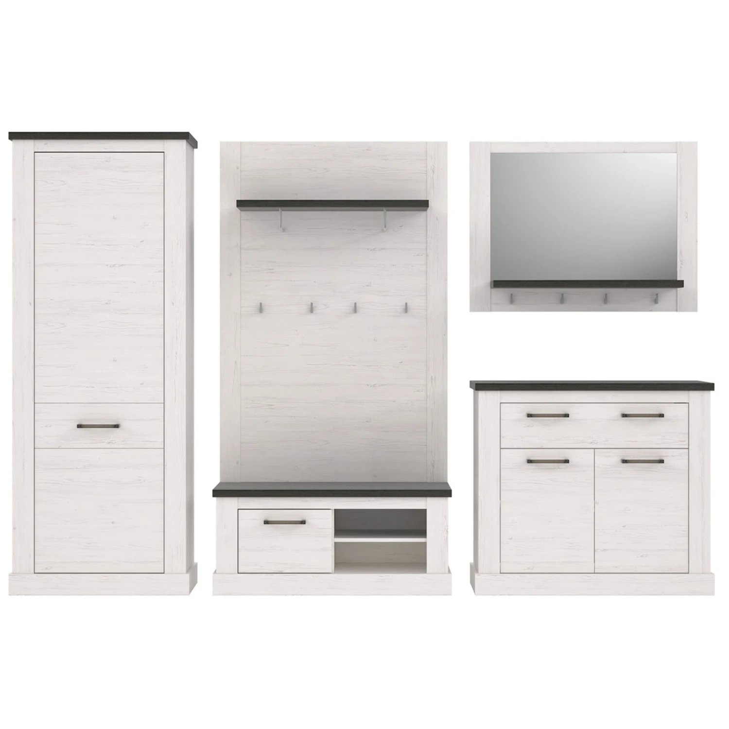 5-teiliges Garderoben-Set - Pinie weiß - Touchwood