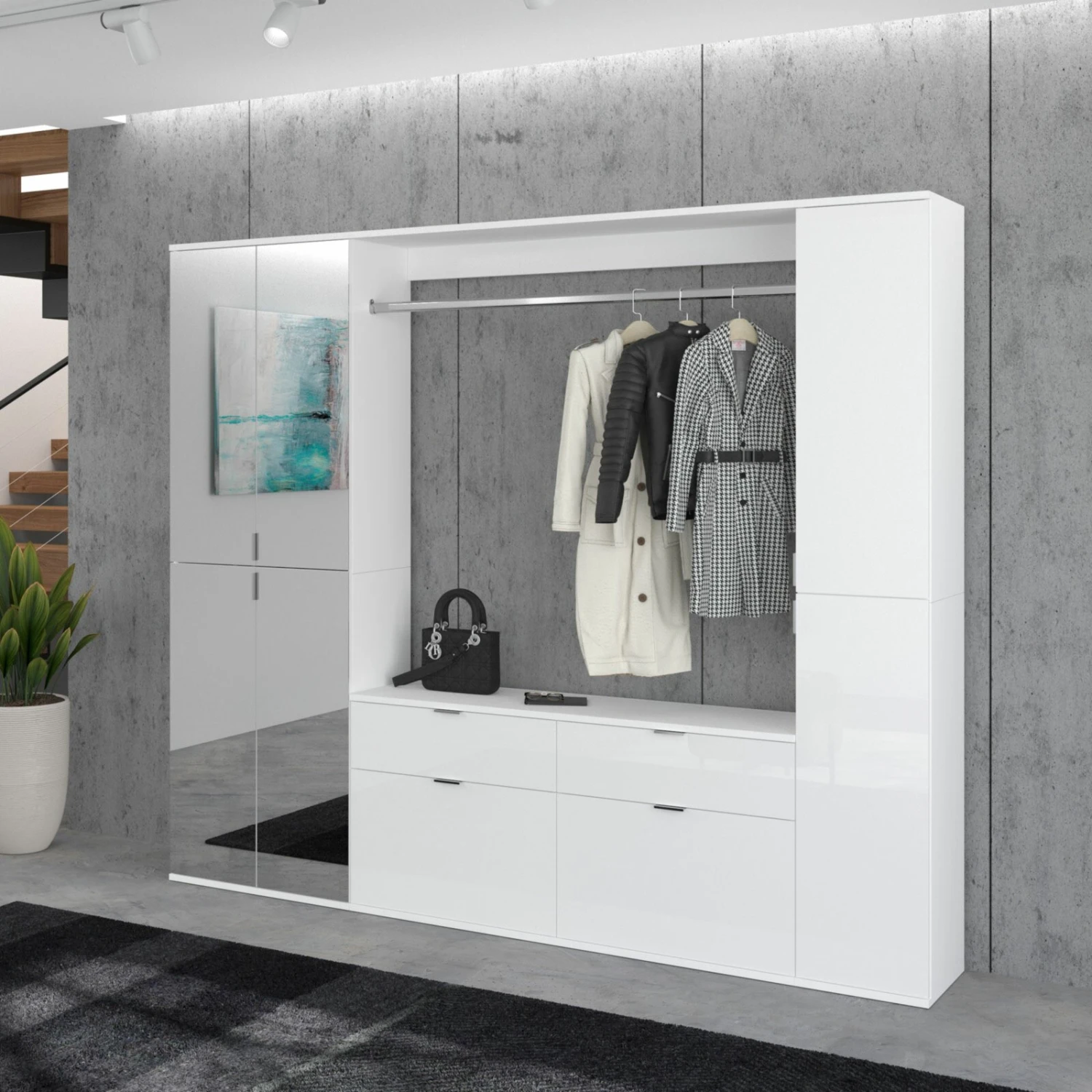 6-teiliges Garderoben-Set PROJEKT X - weiß Hochglanz – Bild 3