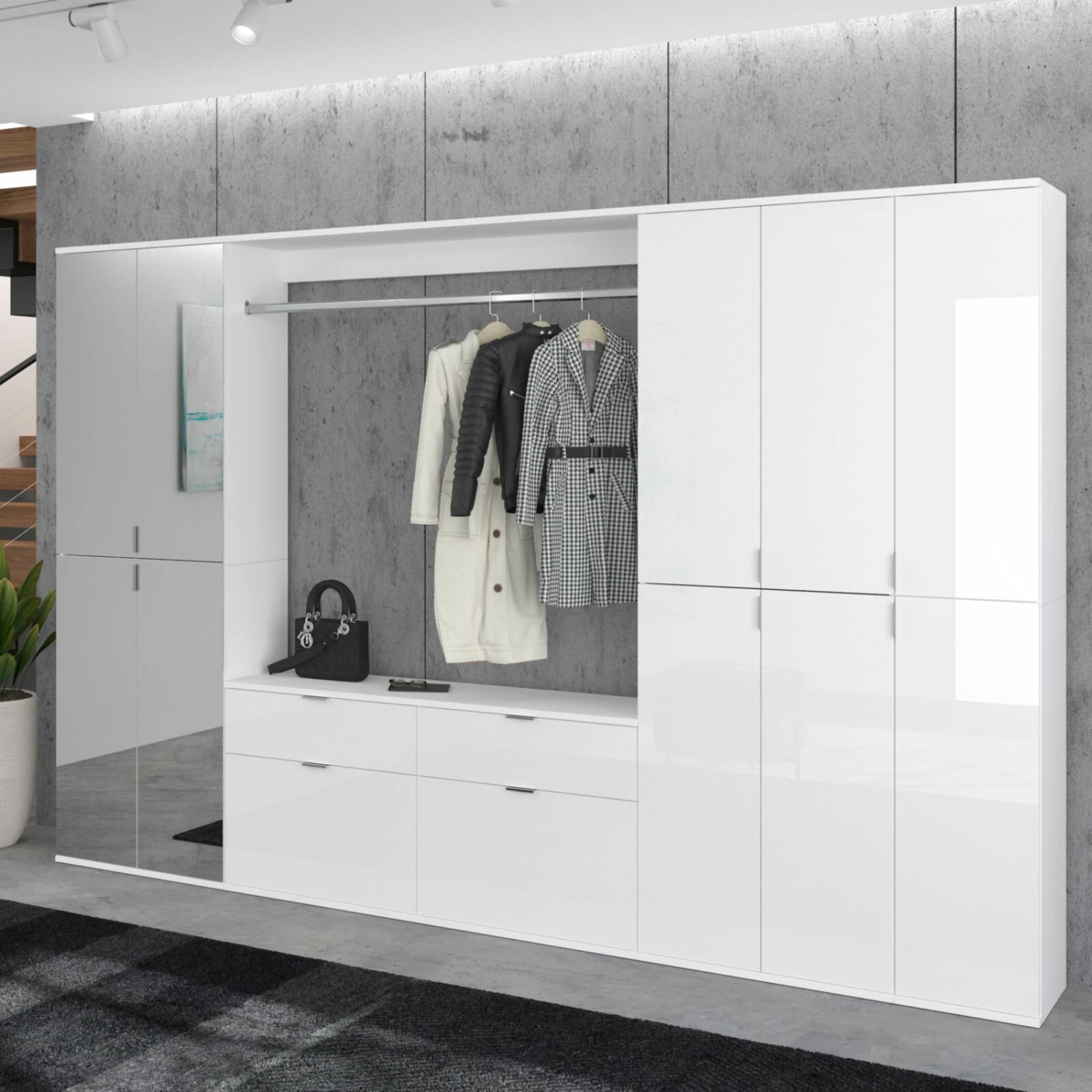 6-teiliges Garderoben-Set PROJEKT X - weiß Hochglanz – Bild 2