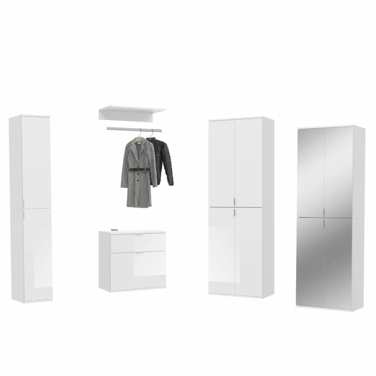 6-teiliges Garderoben-Set PROJEKT X - weiß Hochglanz