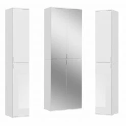 3-teiliges Garderobenschrank-Set PROJEKT X - weiß - mit Spiegel